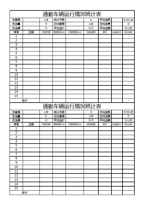 通勤车辆运行情况统计表
