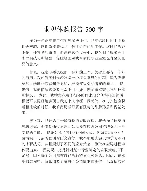 求职体验报告500字