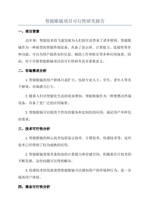 智能眼镜项目可行性研究报告