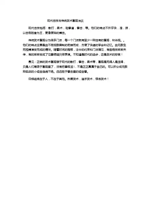 现代击技与传统武术套路浅谈