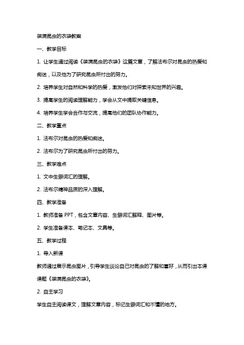 装满昆虫的衣袋教案