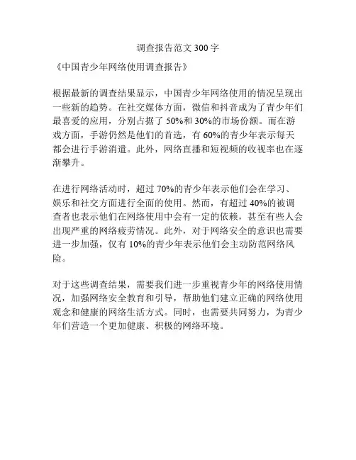 调查报告范文300字