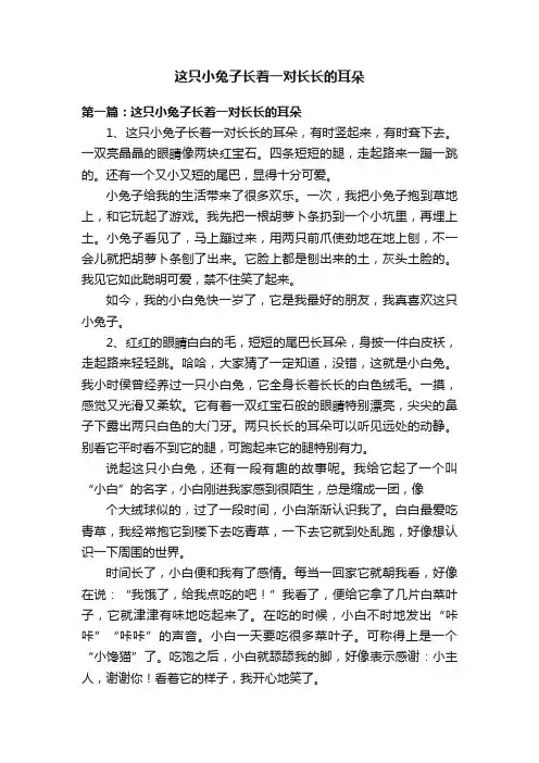 这只小兔子长着一对长长的耳朵