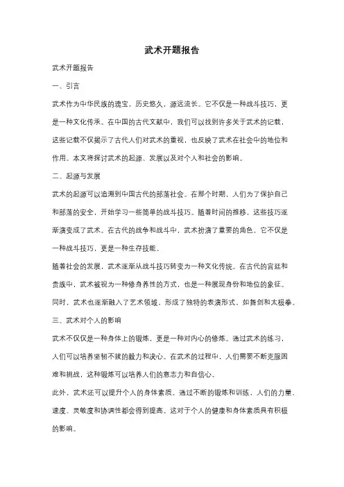武术开题报告