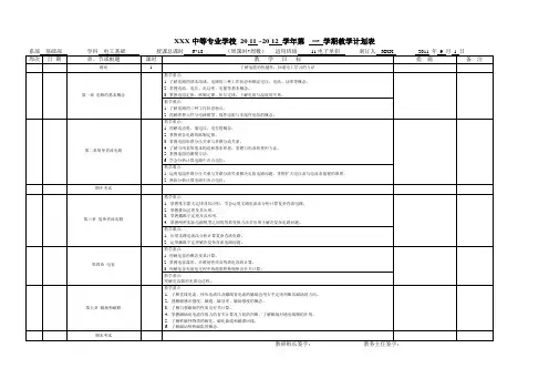 电工基础教学计划表(单招)