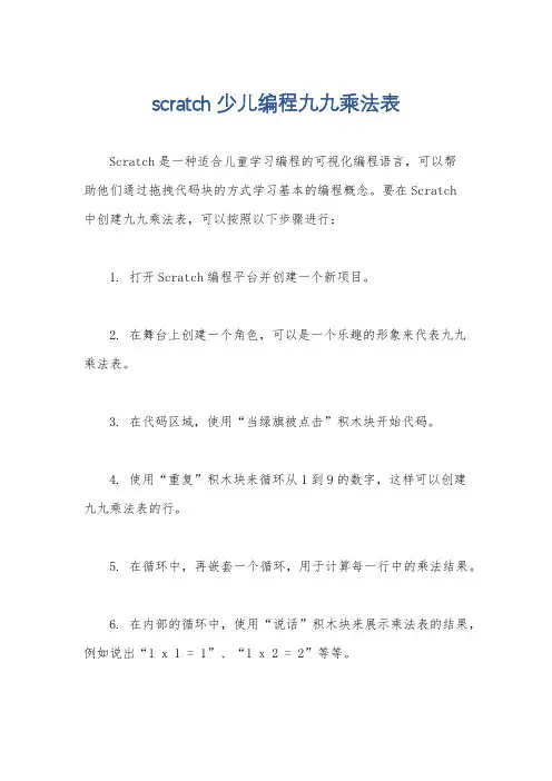 scratch少儿编程九九乘法表