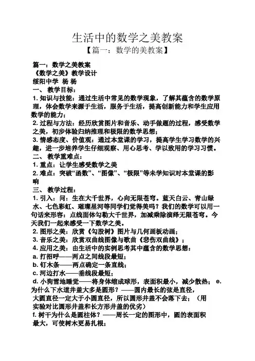 生活中的数学之美教案