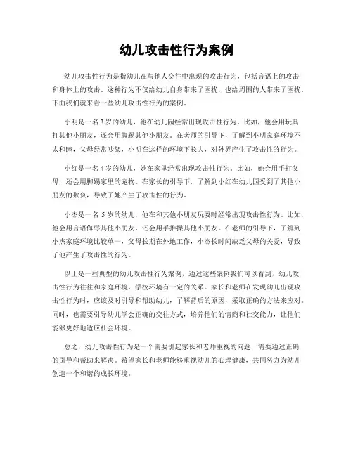 幼儿攻击性行为案例