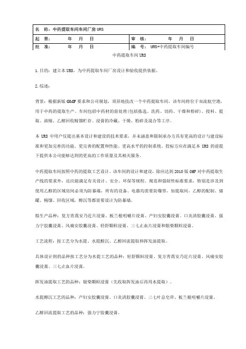 中药提取车间URS