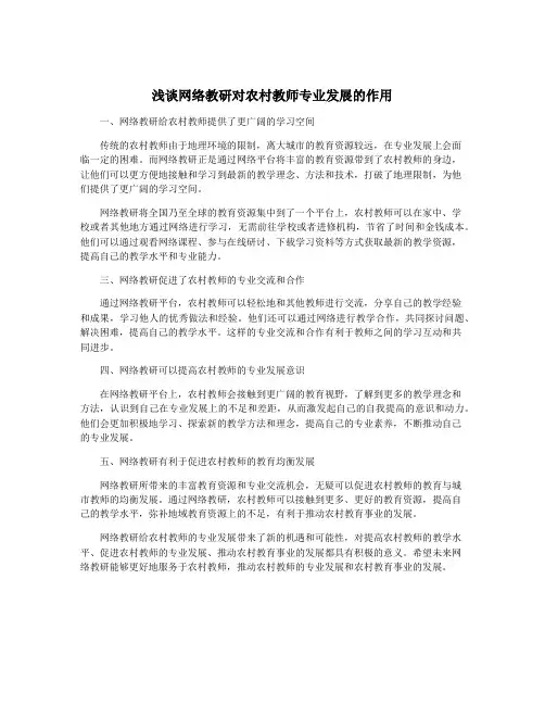 浅谈网络教研对农村教师专业发展的作用