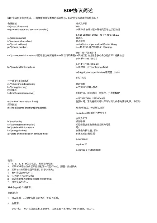 SDP协议简述