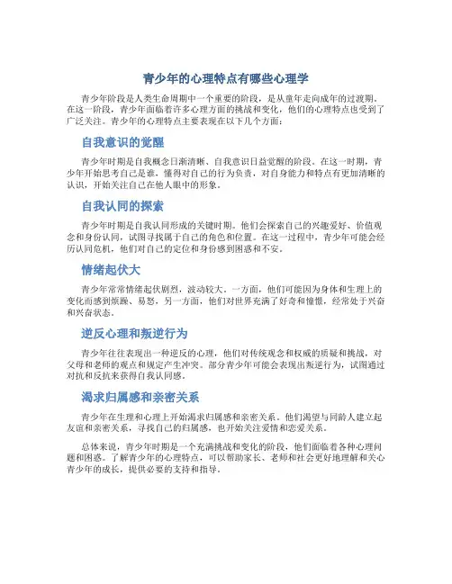 青少年的心理特点有哪些心理学