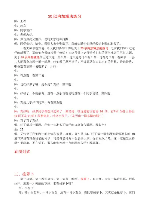 20以内加减法练习教案0