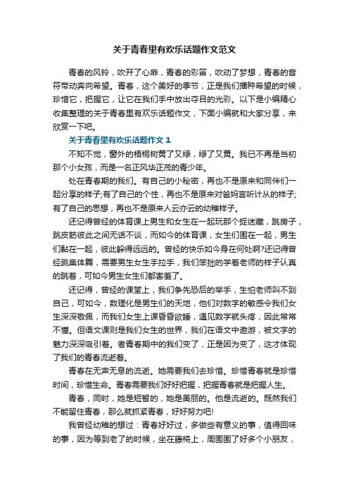 关于青春里有欢乐话题作文范文
