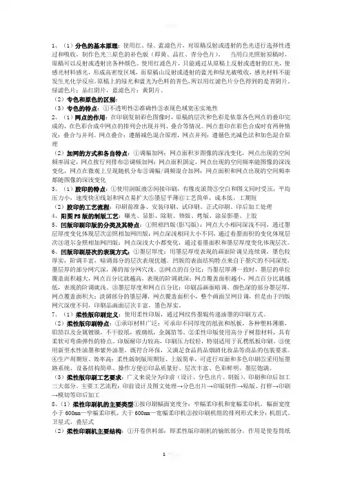 包装印刷复习题目(有答案)