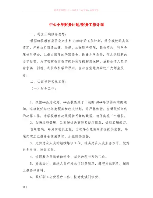 中心小学财务计划-财务工作计划