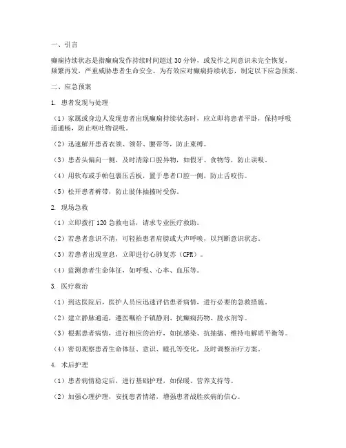 癫痫持续应急预案