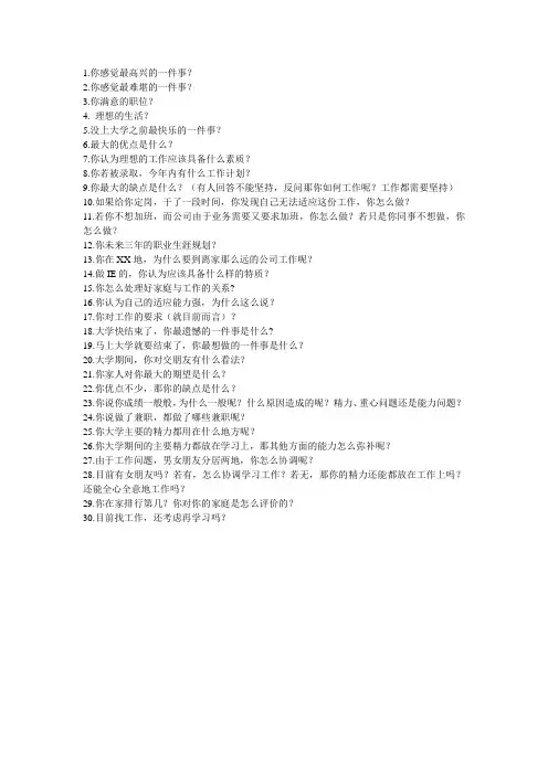 自己综合面试总结面试相关问题