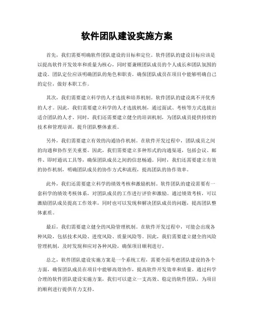 软件团队建设实施方案