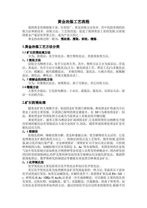 黄金冶炼工艺流程