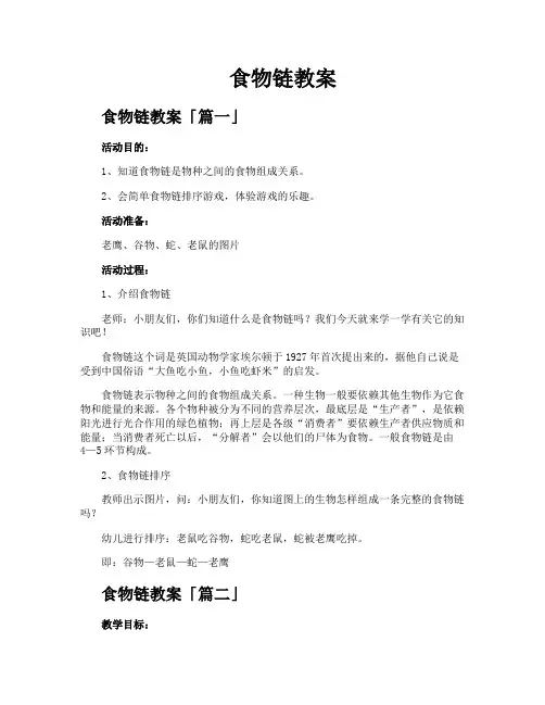 食物链教案精选八篇