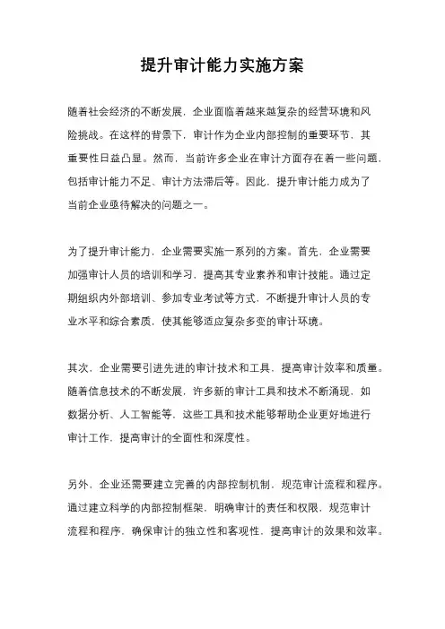 提升审计能力实施方案
