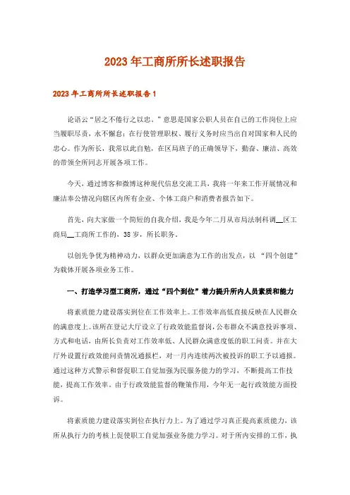 2023年工商所所长述职报告