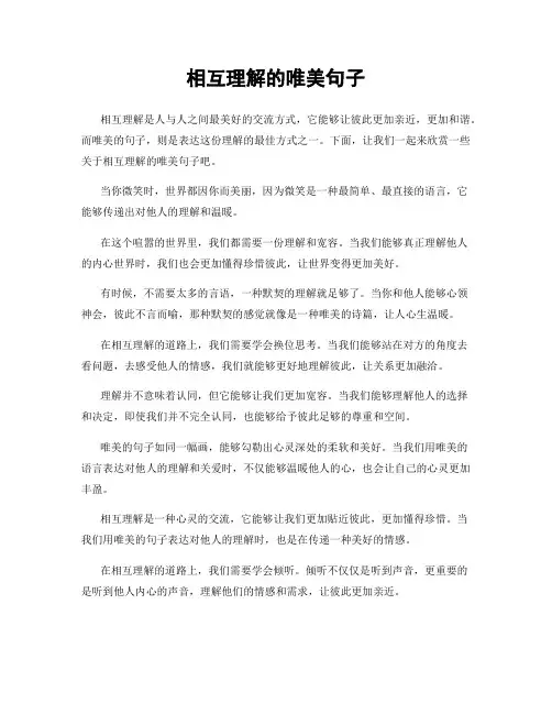相互理解的唯美句子
