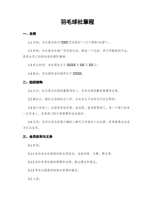 羽毛球社章程
