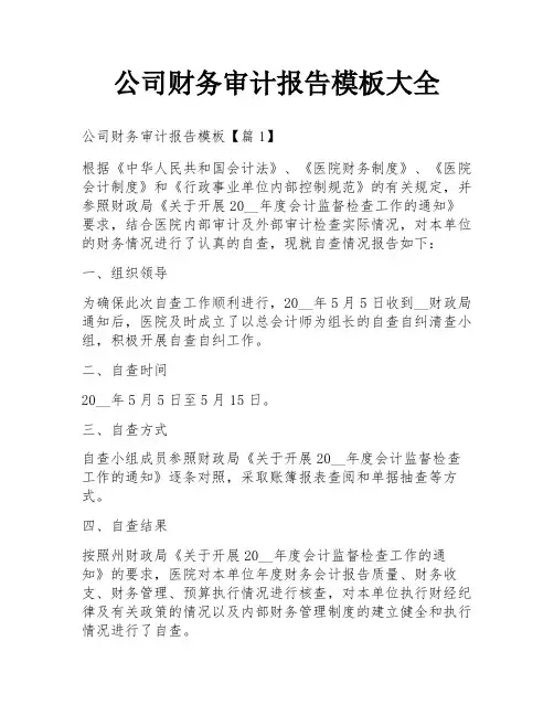 公司财务审计报告模板大全