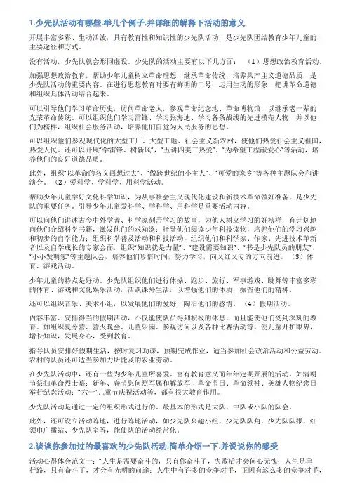 少队活动情况说明