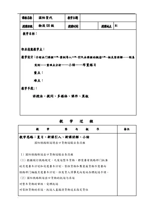 国际铁路联运进出口货物运输业务流程