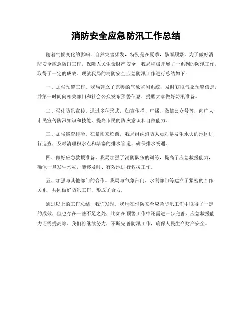 消防安全应急防汛工作总结
