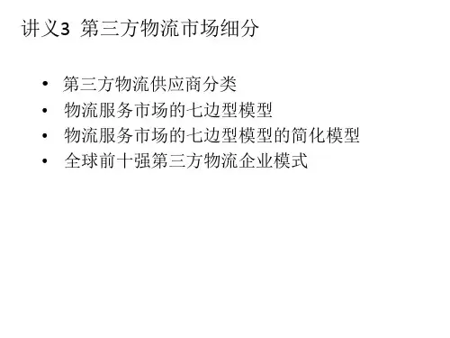 讲义3第三方物流市场细分、第三方物流仓储企业