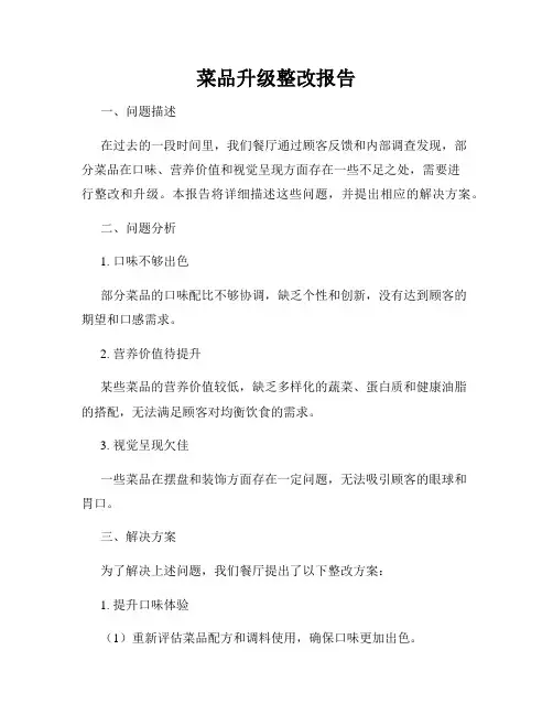 菜品升级整改报告