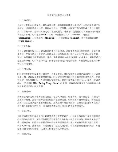 年度工作计划的六大要素