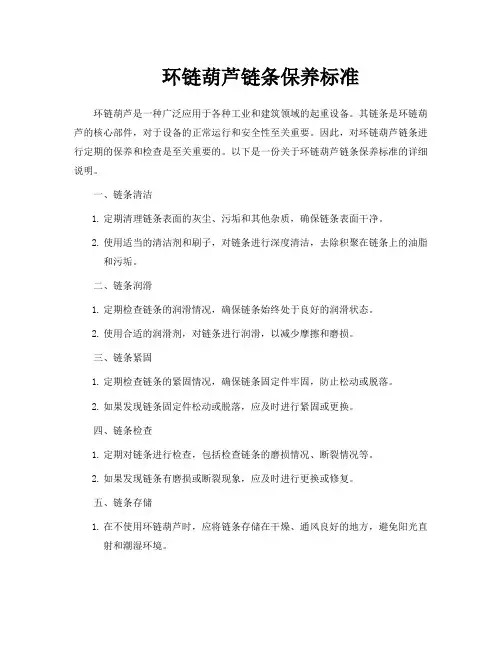 环链葫芦链条保养标准