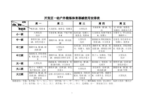 幼儿园晨间户外锻炼器械使用安排表