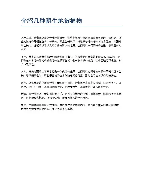 介绍几种阴生地被植物