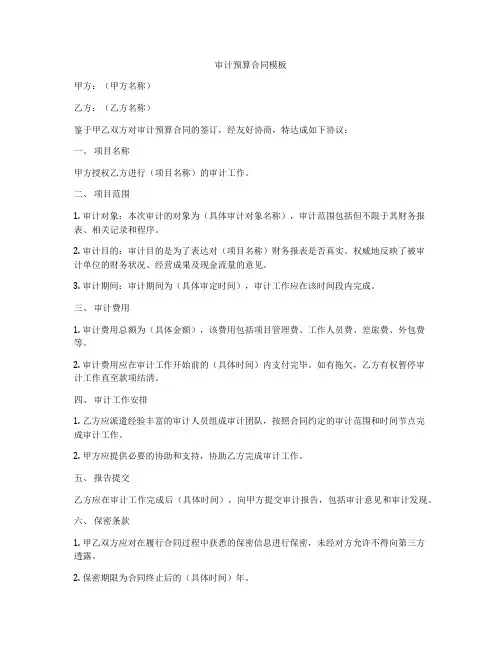 审计预算合同模板