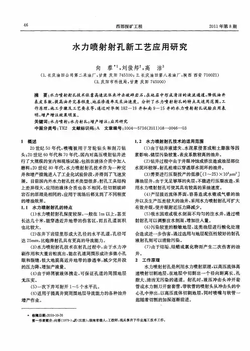水力喷射射孔新工艺应用研究
