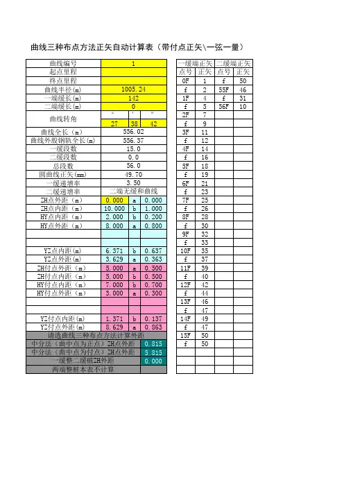 铁路曲线正矢自动计算表大全(考虑外轨伸长)
