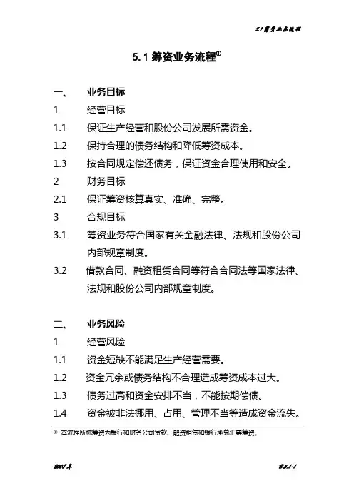 中石化内控-筹资业务流程