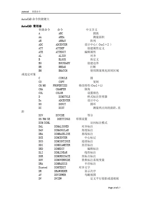 cad命令大全