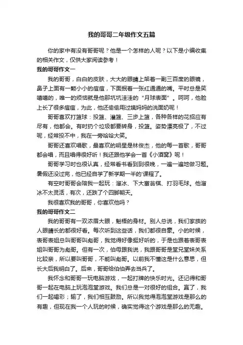 我的哥哥二年级作文五篇