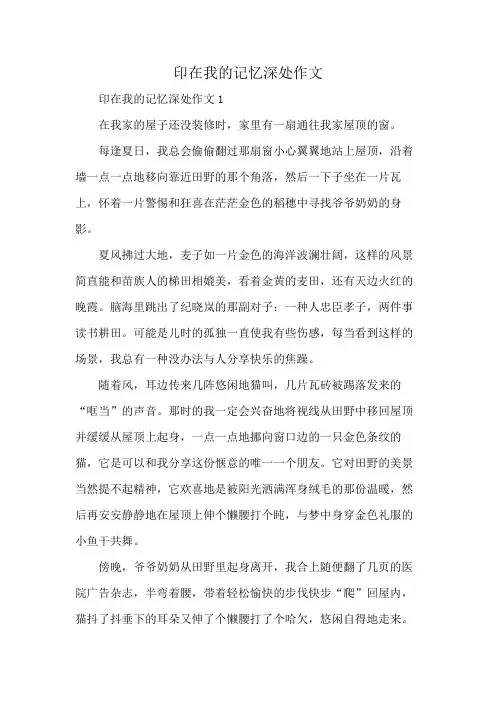 印在我的记忆深处作文