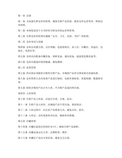 新鲜生鲜仓库管理制度范本