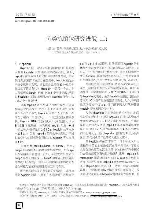 鱼类抗菌肽研究进展(二)