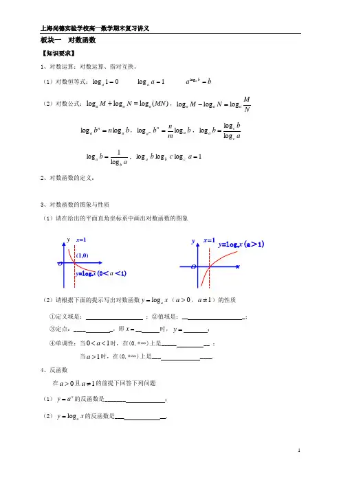 高一第二学期期末数学复习1