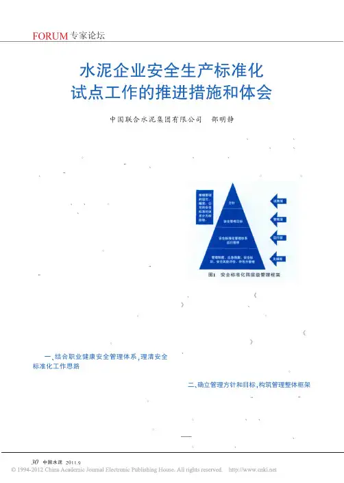 水泥企业安全生产标准化试点工作的推进措施和体会